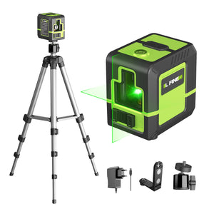 2-Line Green Laser Level – 360° Self-Leveling, Horizontal & Vertical Cross Lines, 100FT Range + Tripod